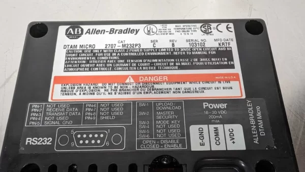 2707-M232P3, Allen-Bradley, Operator Interface, DTAM Micro