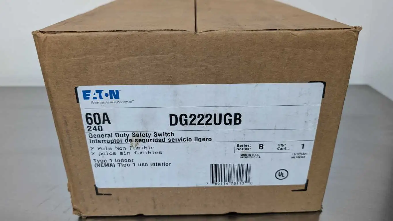 Eaton DG222UGB General Duty Safety Switch 60A 240V 1 Indoor 2 Pole Non-Fusible