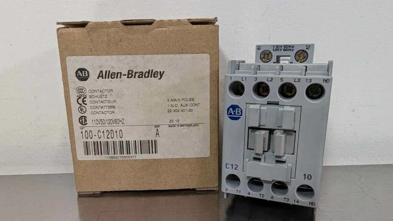 Allen-Bradley 100-C12D10 Contactor Ser A 110/120VAC Coil 3 Main Poles 1NO Aux