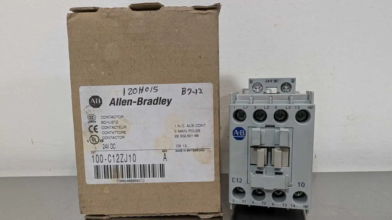 Allen-Bradley 100-C12ZJ10 Contactor Ser A 24VDC Coil 3 Main Poles 1NO Aux