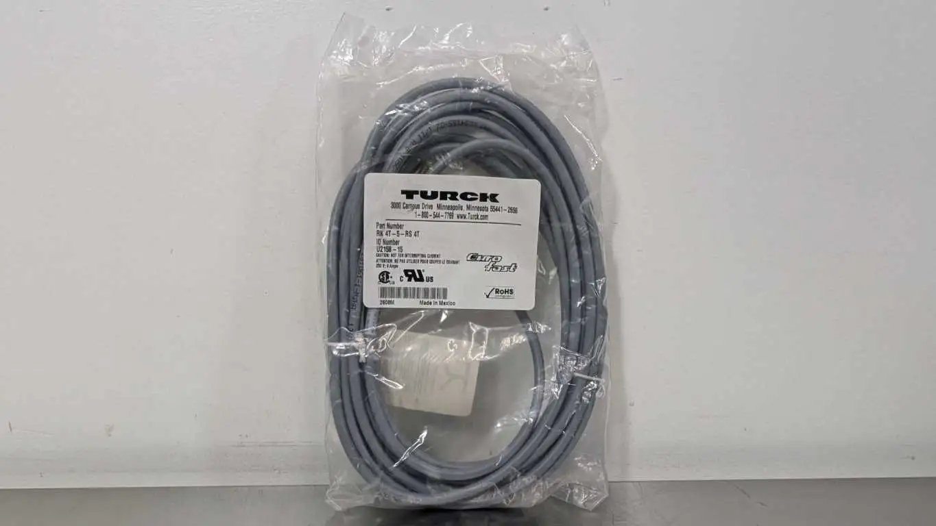 Turck RK 4T-5-RS 4T Cordset U2158-15 5m M12 Gray 4 Pin Male 5 Pin Female 20AWG