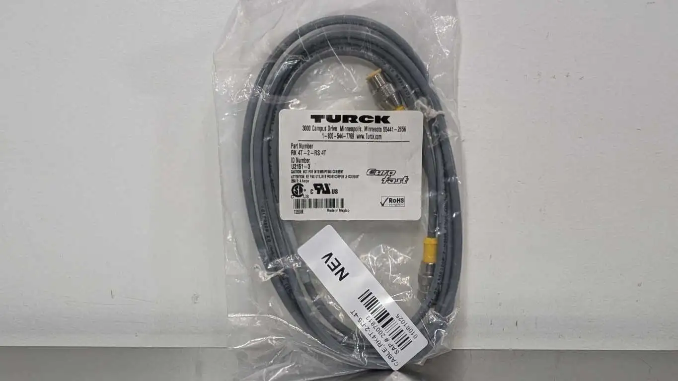 Turck RK 4T-2-RS 4T Cordset U2151-3 2m M12 Gray 4 Pin Male 5 Pin Female 20AWG