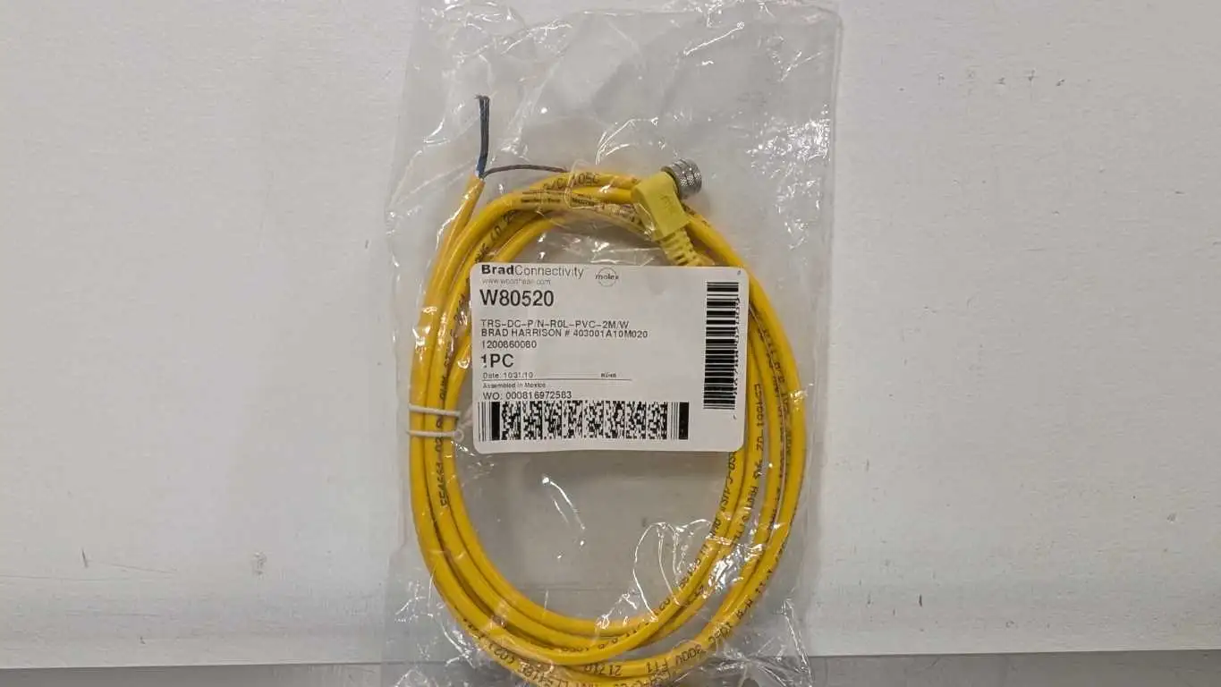 Brad W80520 Cordset TRS-DC-P/N-R0L-PVC-2M/W 2m M8 Yellow 3 Pin Female 3 Wire 24AWG IFM