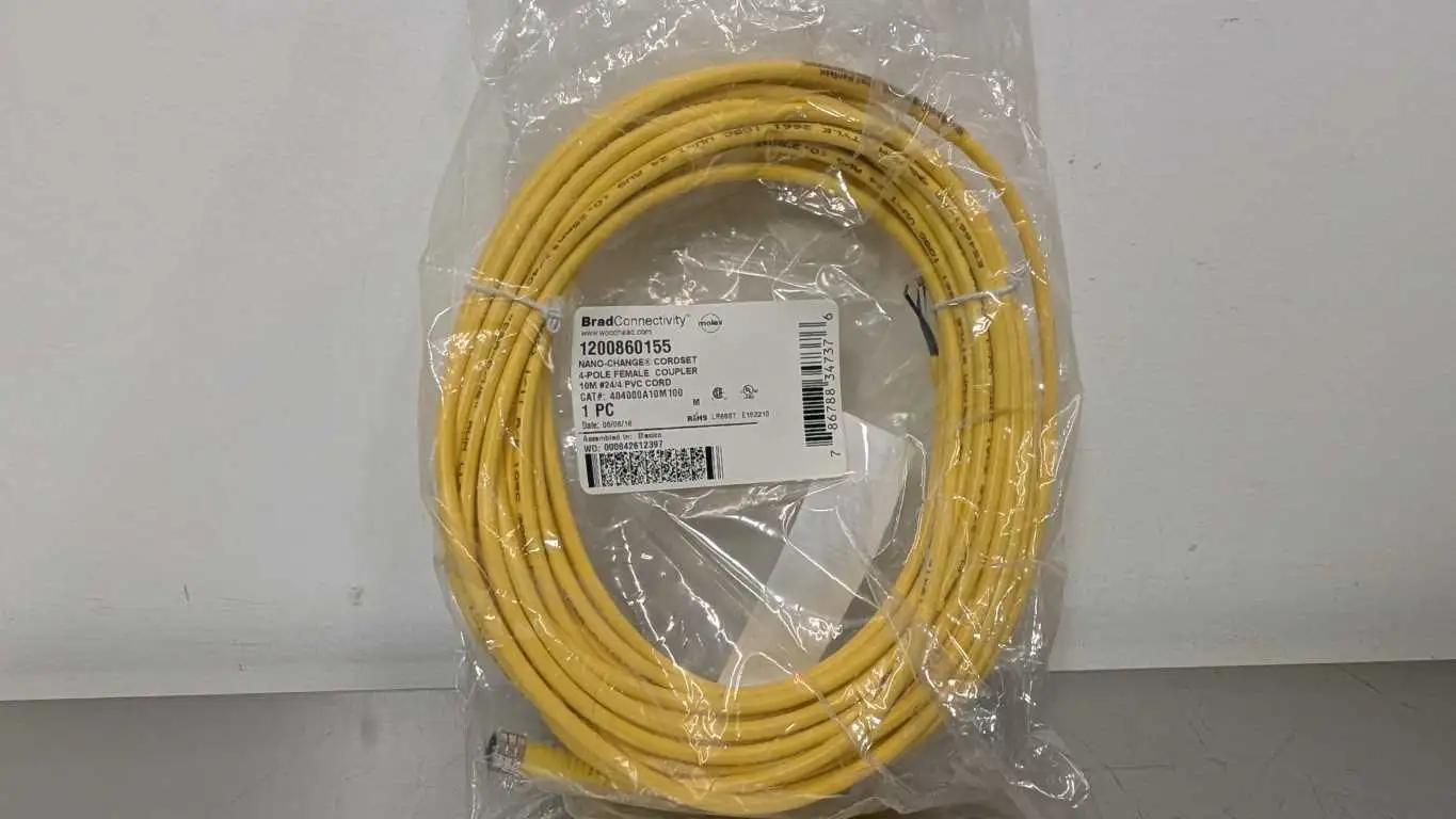 Brad 1200860155 Cordset 404000A10M100 10m M8 Yellow 4 Pin Female 4 Wire 24AWG