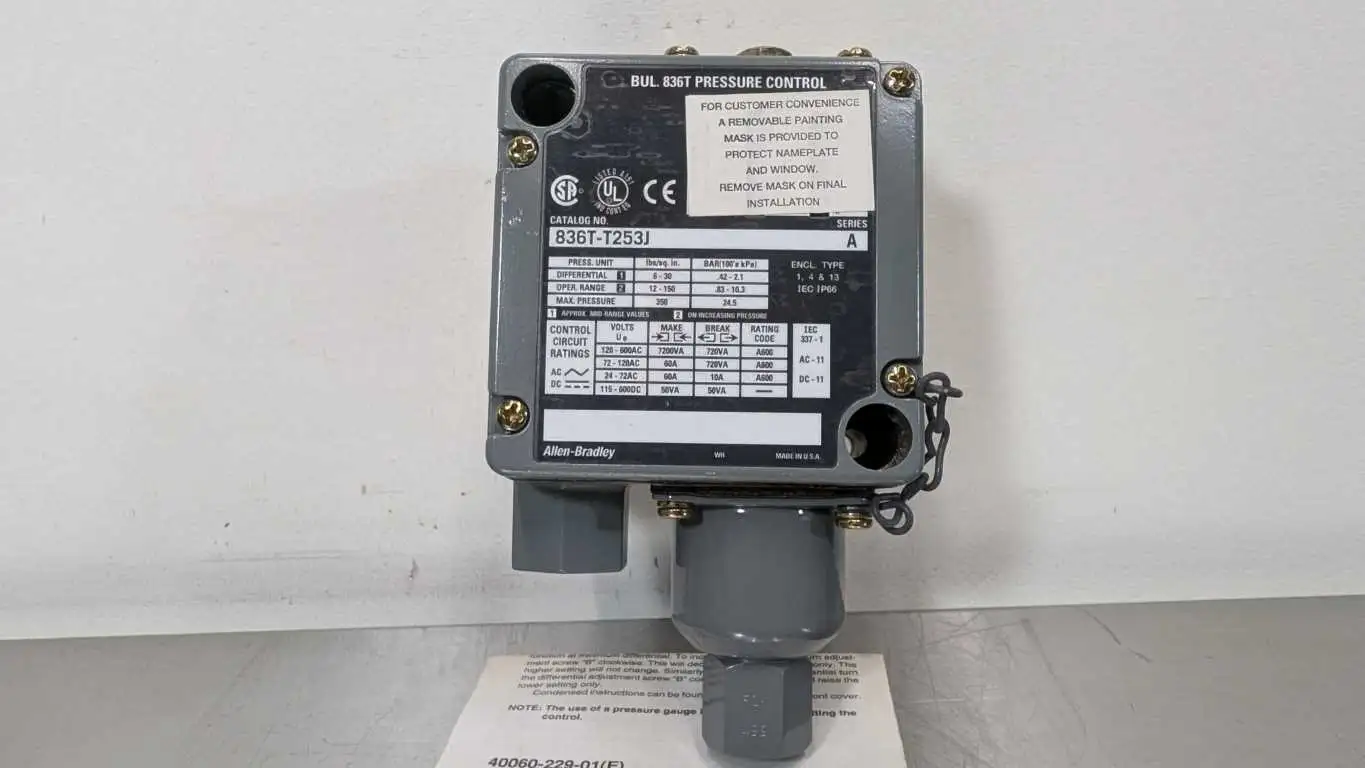 Allen-Bradley 836T-T253J Pressure Control Ser A Adj Range 12-150 PSI