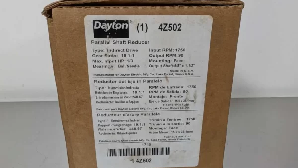 4Z502, Dayton, Parallel Shaft Reducer