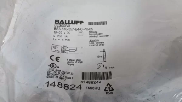 BES 516-357-E4-C-PU-05, Balluff, Proximity Sensor, BES00W3