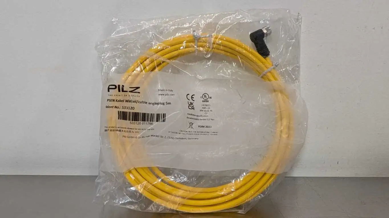 Pilz 533120 Cordset M8 4 Pin 5m Yellow PSEN Kabel Winkel Female 90° 24 AWG