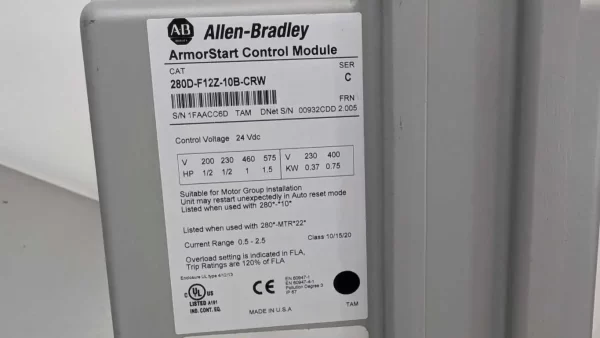 280D-FN-10-C, Allen-Bradley, ArmorStart Control Module, 280D-F12Z-10B-CRW