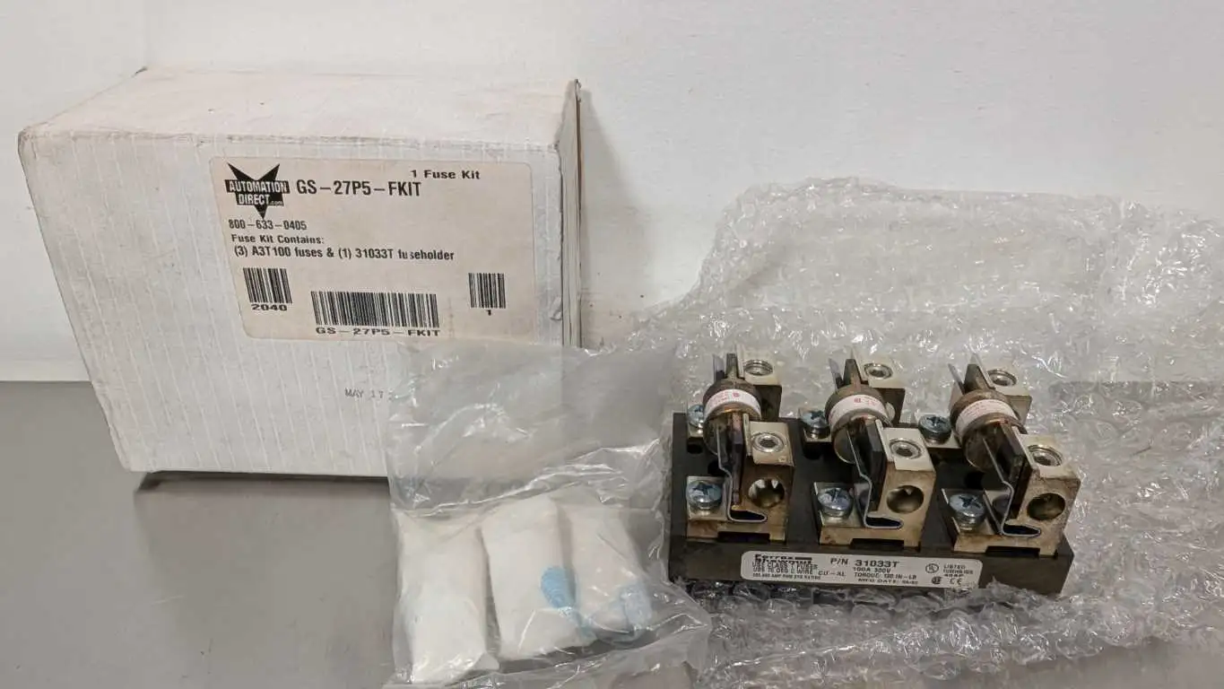 Automation Direct GS-27P5-FKIT Fuse Kit 300V 100A 3 A3T100 Fuses 1 31033T Fuseholder