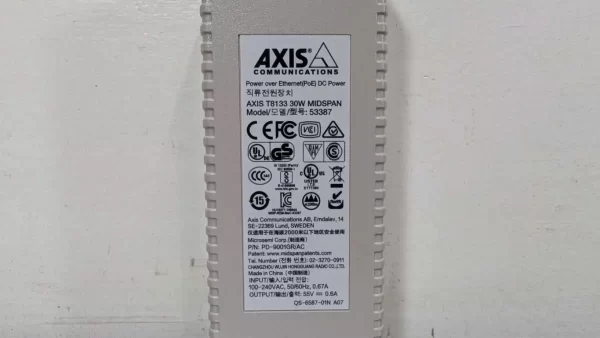 5900-294, Axis Communications, Power over Ethernet Injector, T8133 Midspan 30W