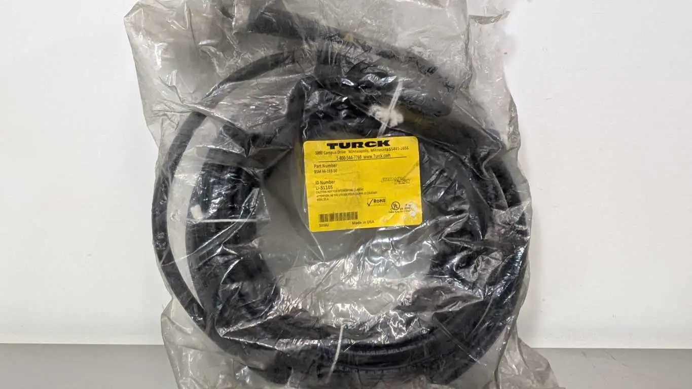 Turck BSM 44-193-10 Cordset U-31105 10m M16 4-Pin 0° Male to 4 Wire