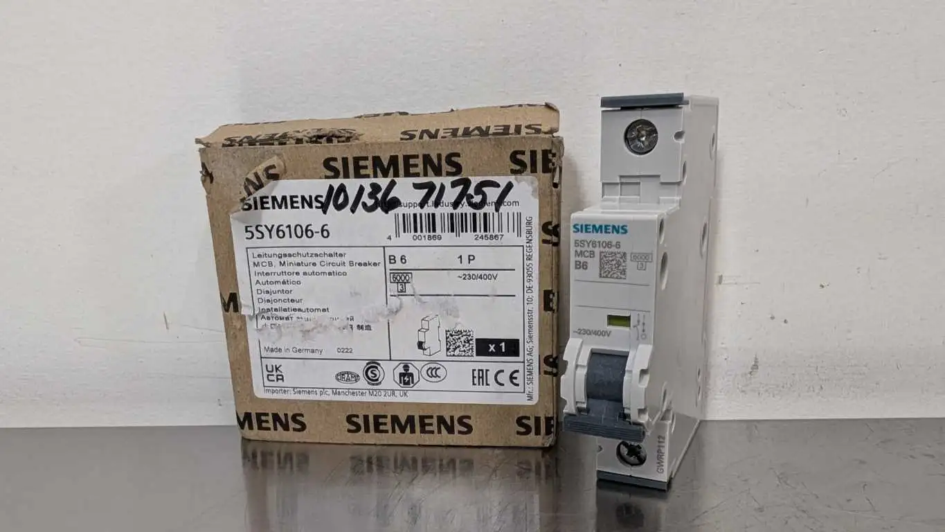 Siemens 5SY6106-6 Miniature Circuit Breaker B6 6A 1-Pole