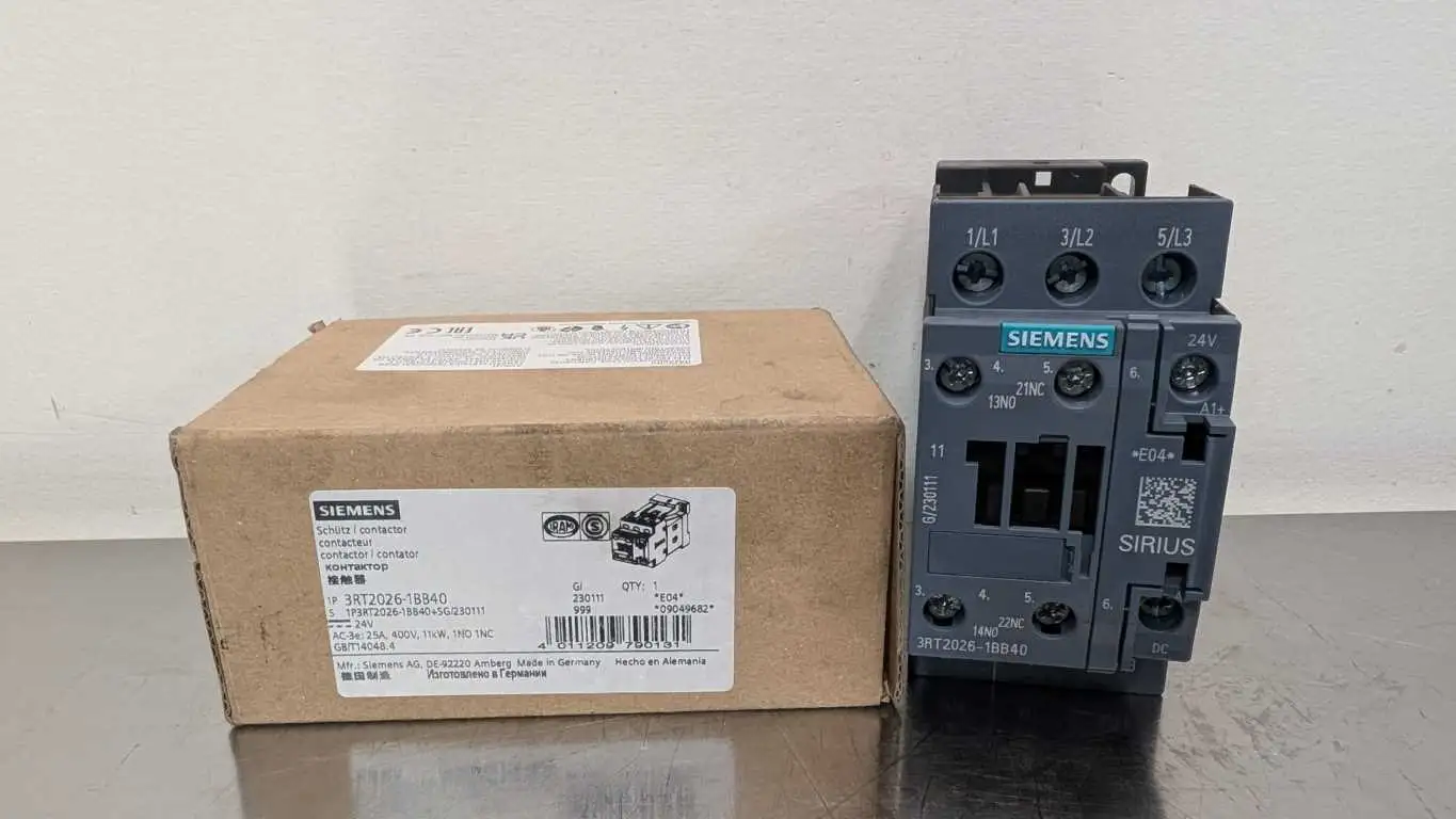 Siemens 3RT2026-1BB40 Contactor 1NO 1NC 24VDC Coil 25A 25A