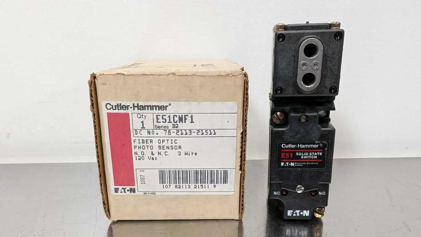 Cutler-Hammer E51CNF1 Fiber Optic Photo Sensor Ser B2 1NO 1NC 120VAC Coil Eaton