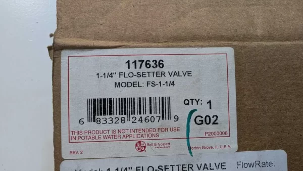 FS-1-1/4, Bell & Gossett, Flow-Setter Valve, 117636