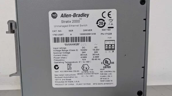 1783-US8T, Allen-Bradley, Unmanaged Ethernet Switch, PN-171228