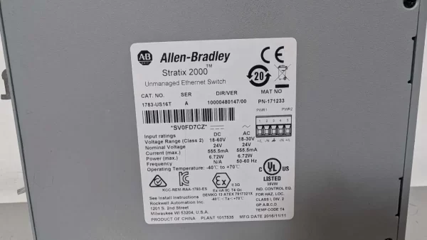 1783-US16T, Allen-Bradley, Unmanaged Ethernet Switch, PN-171233