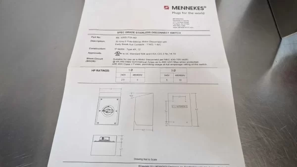 ME 306SLP3A-M2, Mennekes, ST Motor Disconnect