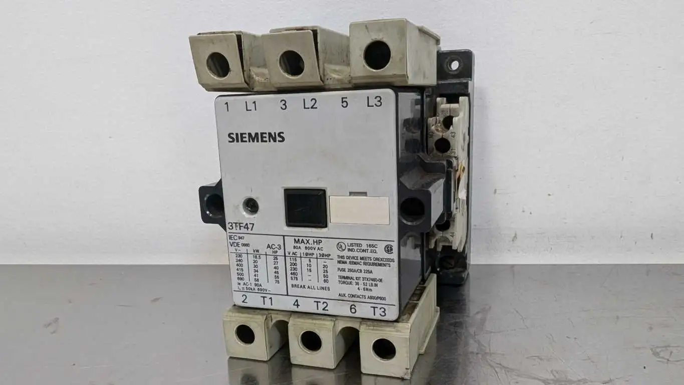 Siemens 3TF47 Contactor 110/120VAC Coil 600VAC 80A