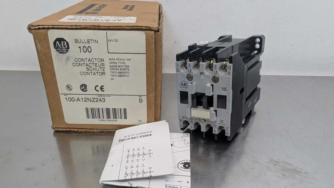 Allen-Bradley 100-A12NZ243 Contactor 100-A12NZ*3 Ser B 24VDC Coil 12A Open Type