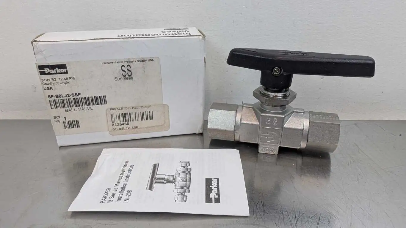 Parker 6F-B8LJ2-SSP Stainless Steel Ball Valve 3/8″ FNPT 316 S/S Quarter Turn