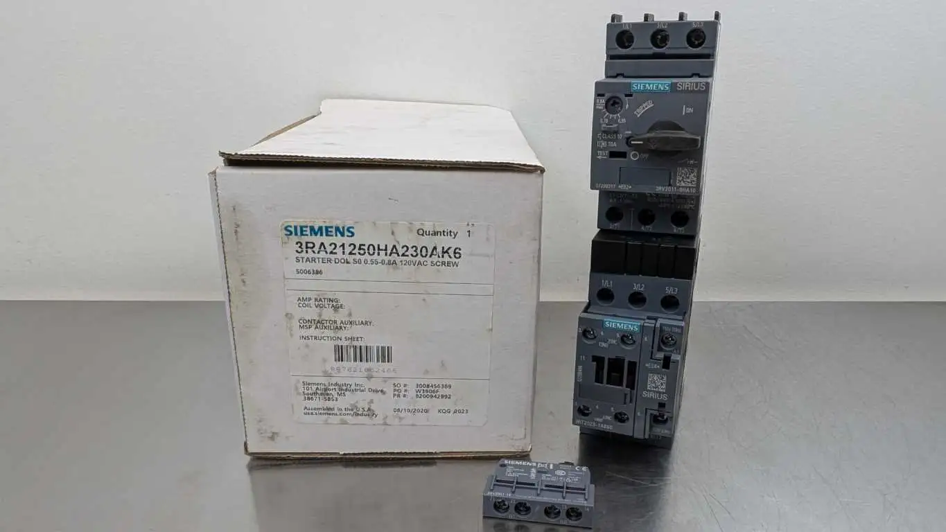 Siemens 3RA21250HA230AK6 Fuseless Motor Starter DOL S0 120VAC 0.55-0.8A