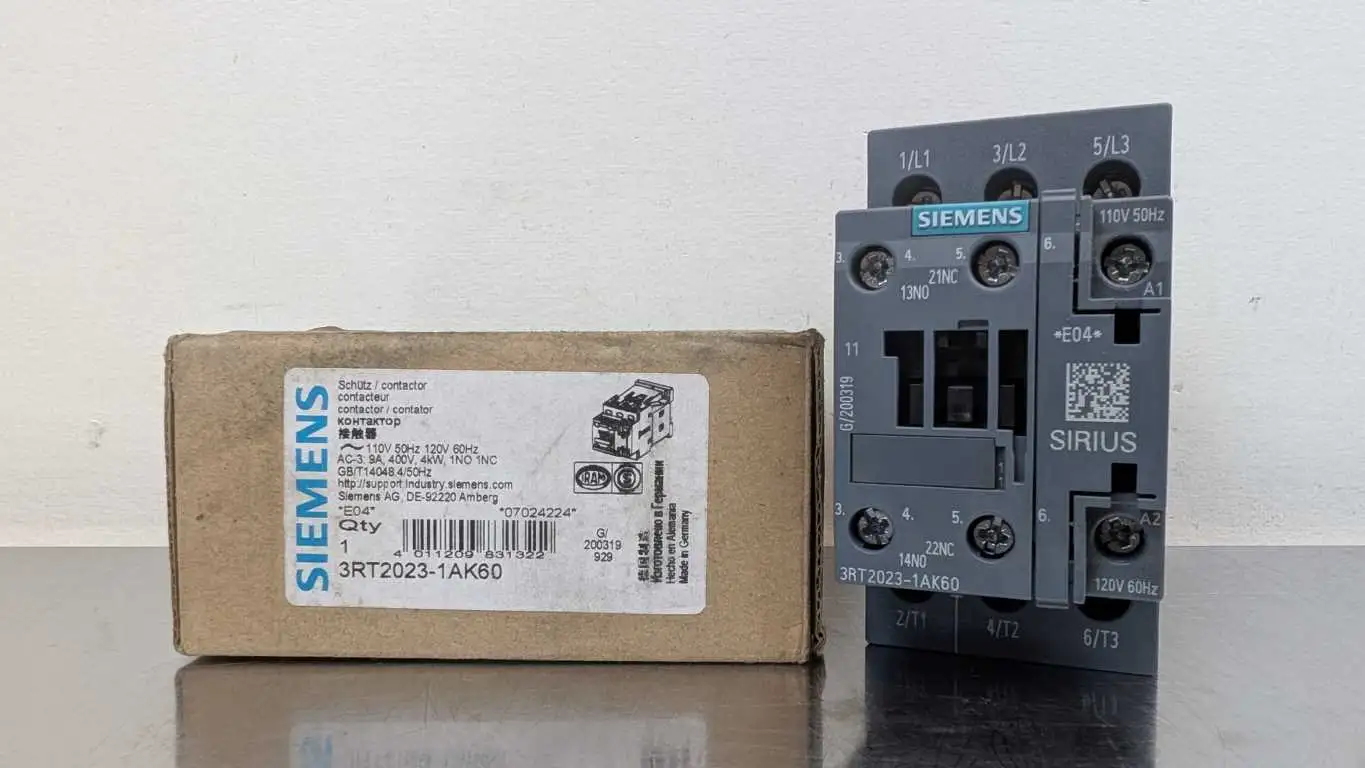 Siemens 3RT2023-1AK60 Contactor 1NO 1NC 110/120VAC Coil 400V 9A