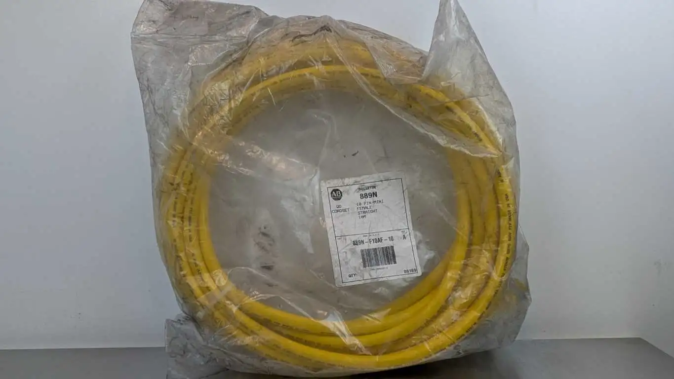 Allen-Bradley 889N-F10AF-10 QD Cordset Ser A x 10m Long 16awg 10 Pin Mini Female Straight Yellow