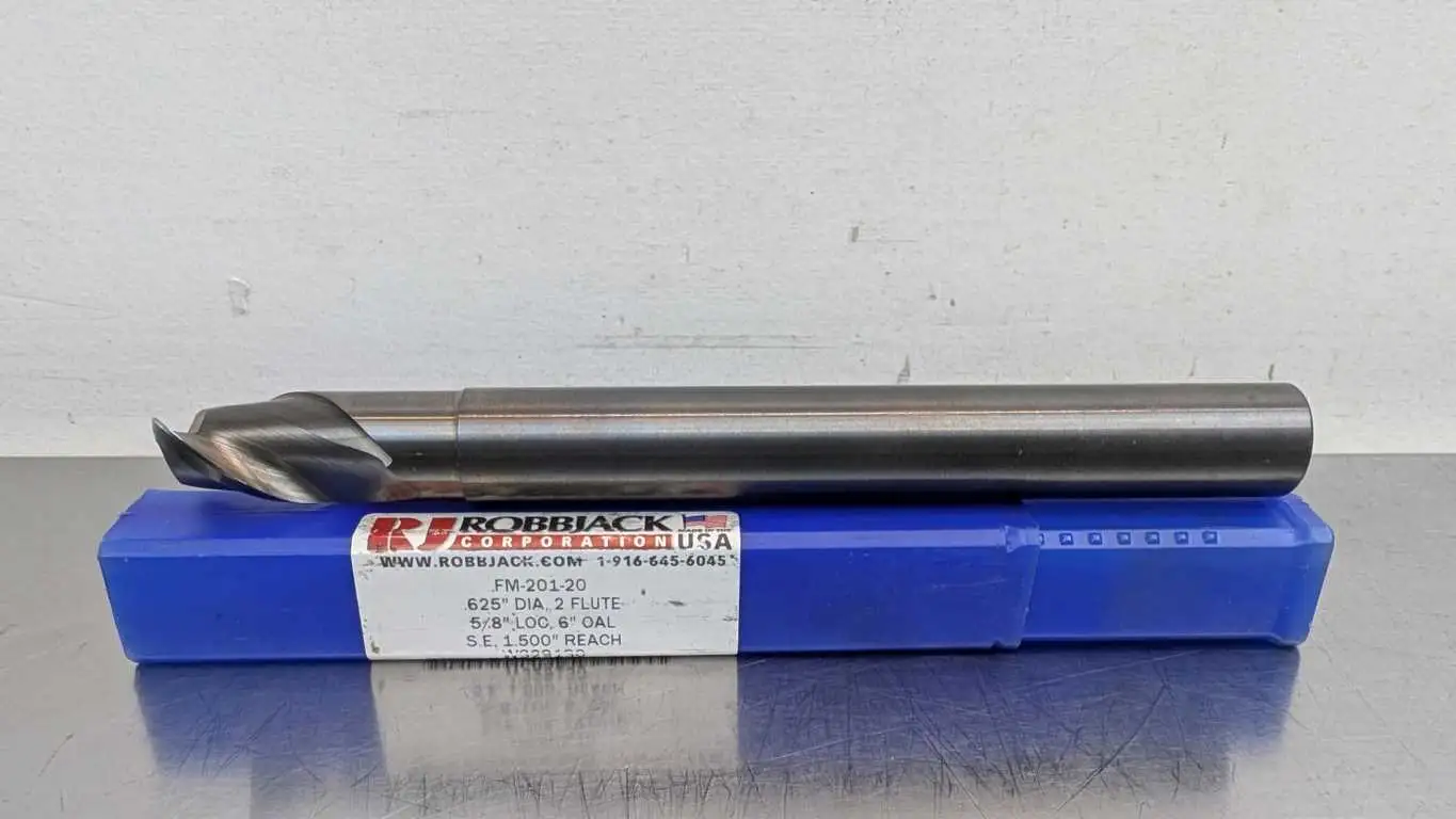 RobbJack FM-201-20 End Mill W329130 0.625″ Dia 2 Flute 5/8″ LOC 6″ OAL S.E. CR 1.5″ Reach