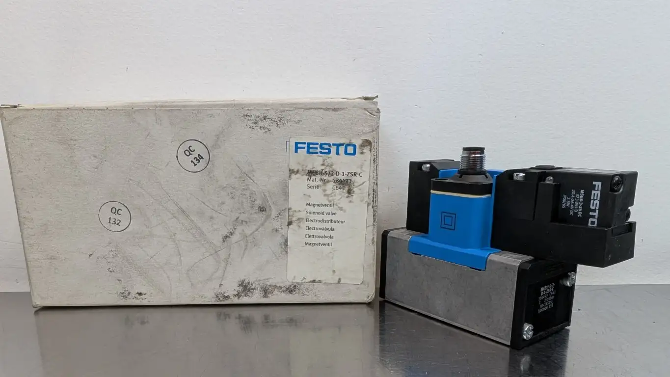 Festo MEBH-5/2-D-1-ZSR-C Solenoid Valve 184493 20.4-26.4VDC Coil 2.5W