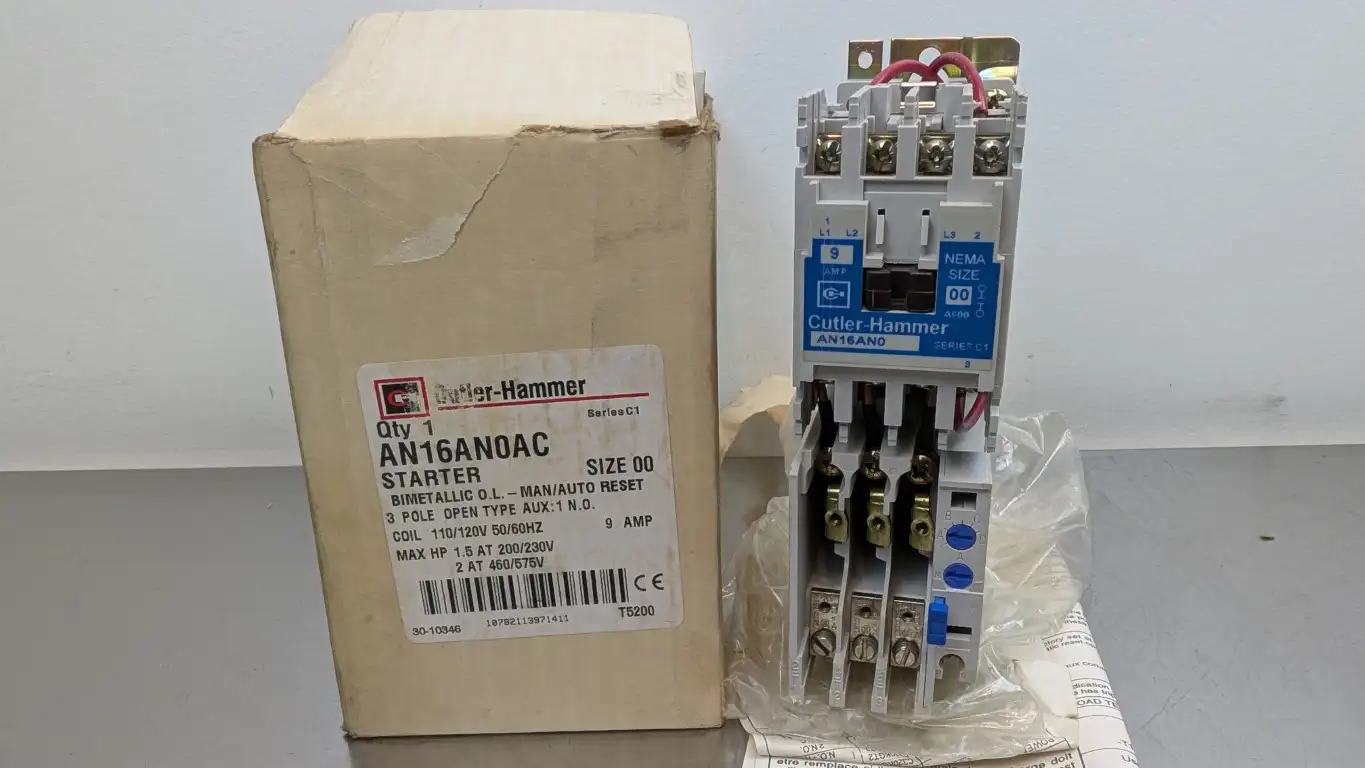 Cutler-Hammer AN16AN0AC Starter 1NO 110/120VAC Coil 1.5/2HP Size 00